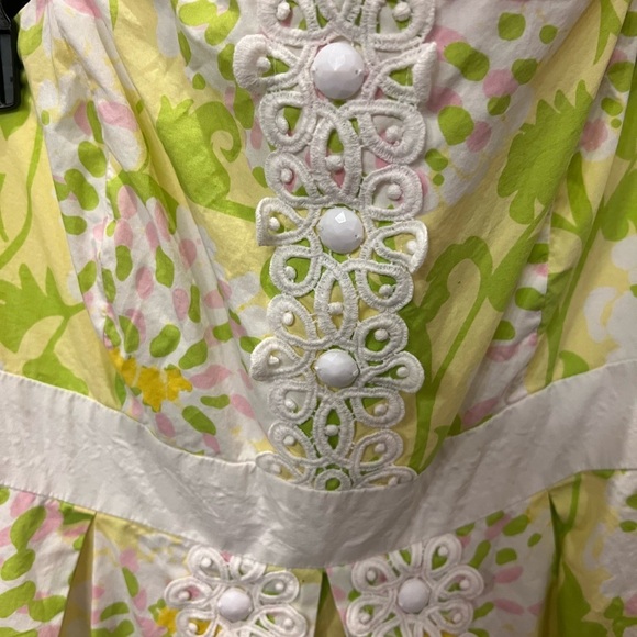 Lilly Pulitzer Womens Jubilee Strapless Dress Green Pink Beaded Floral Size 10 - Picture 2 of 9